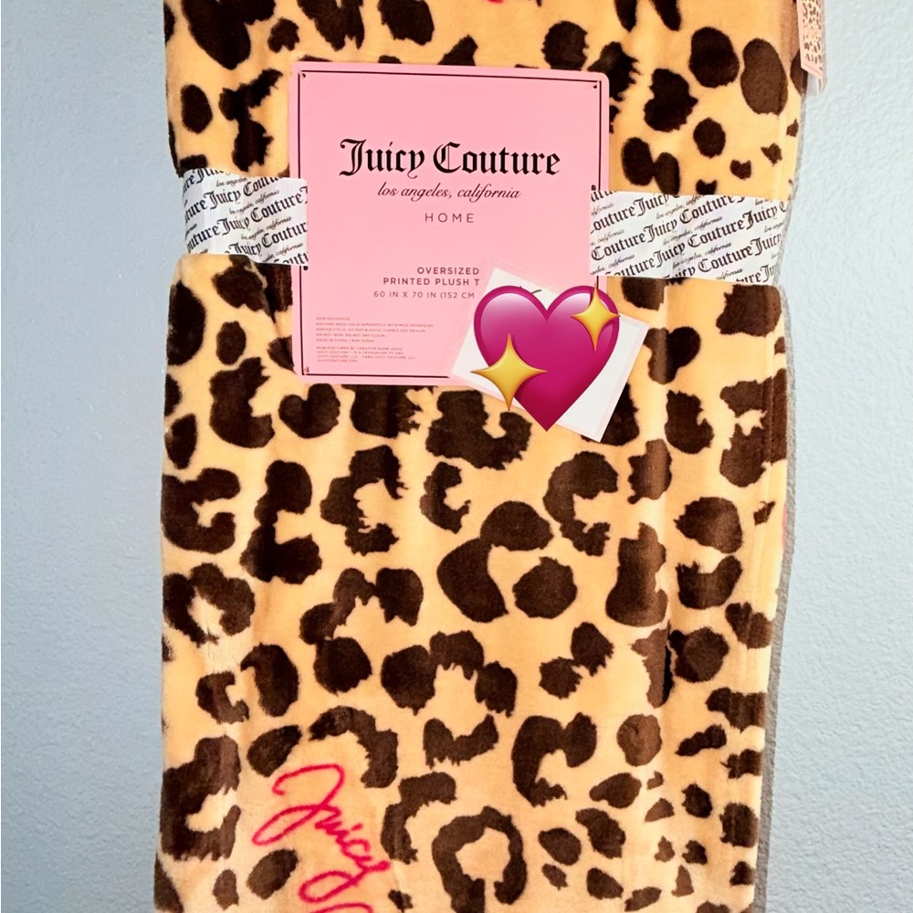 Juicy Couture Leopard Print Plush Throw